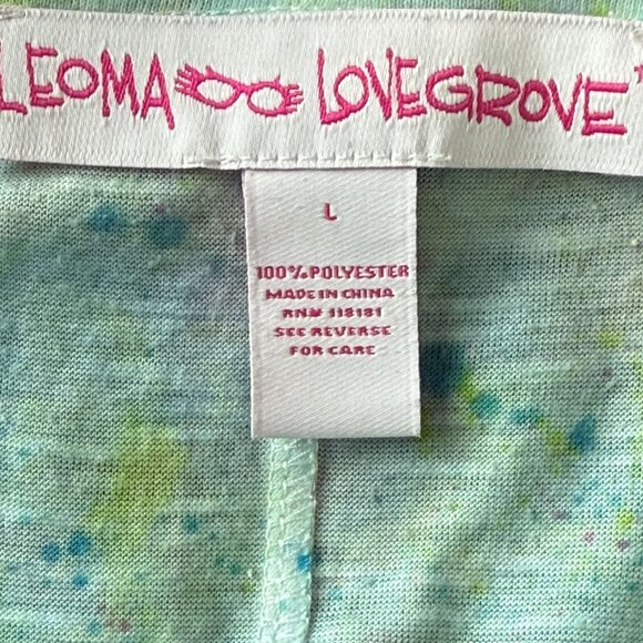 Leoma Lovegrove Bicycle Floral Print Top Sz Large Asymmetrical Hem Short Sleeve - Picture 2 of 10